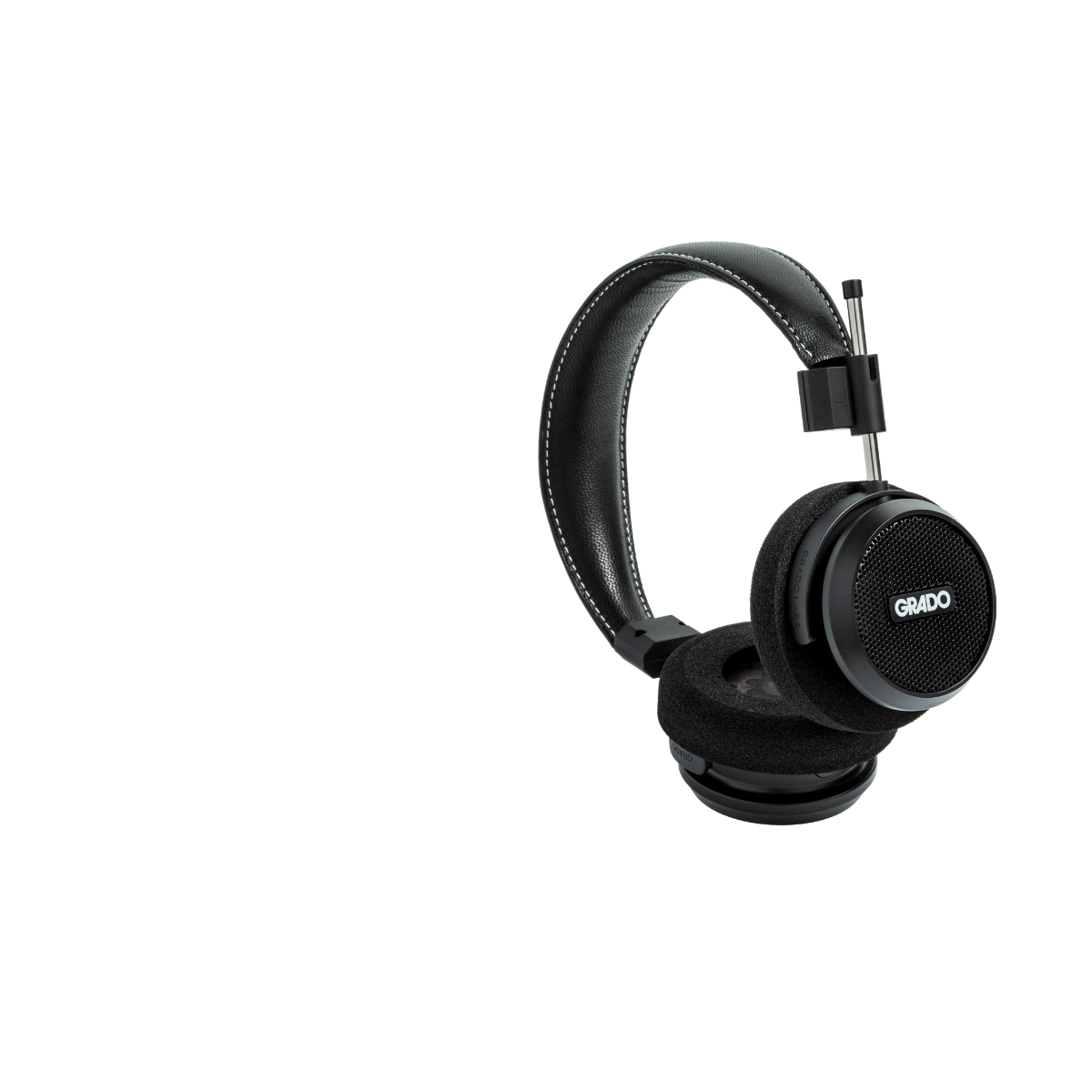 Black Grado S150 over-ear headphones with a padded headband and cushioned ear cups, shown on a plain white background.