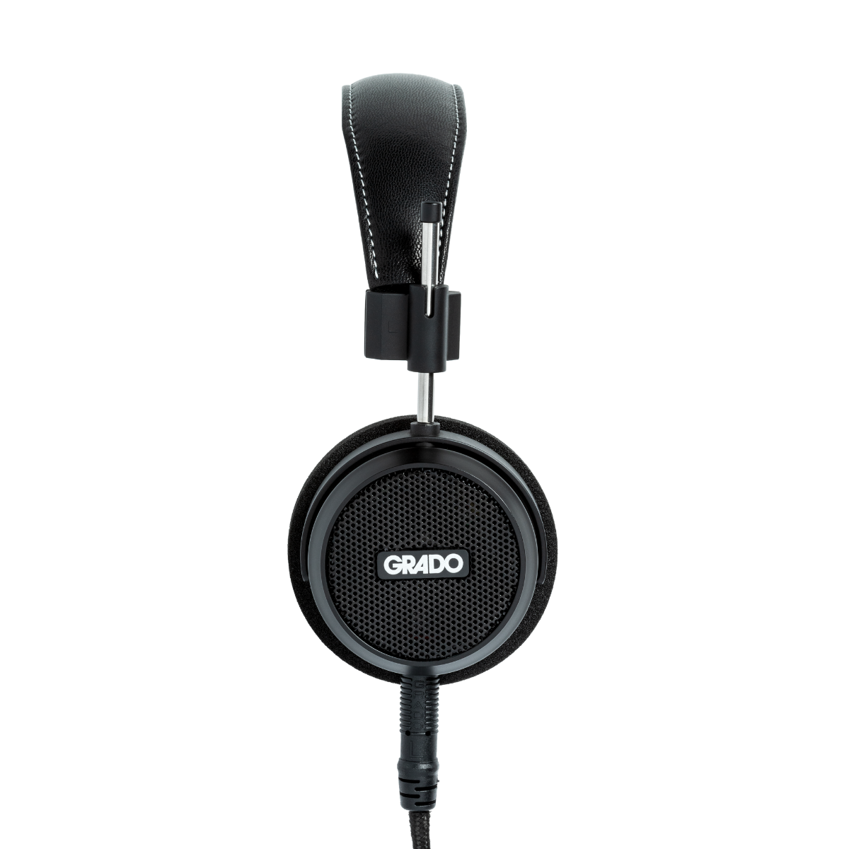 A pair of Grado S150 over-ear headphones in black, featuring a circular speaker grille with the white 'GRADO' logo, shown against a solid white background.
