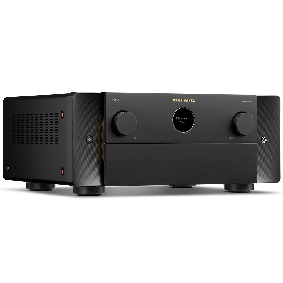 Marantz AV 30 HEOS Reference 11.4-Channel Balanced AV Preamplifier - front view angled right with front panel closed