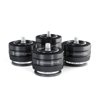 Four black IsoAcoustics Gaia II Neo speaker isolators arranged in a cluster on a clean white background.