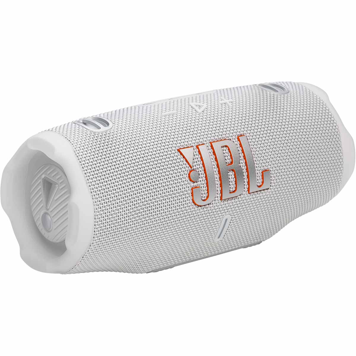 JBL Charge 6 Portable Bluetooth Speaker - white angled front view