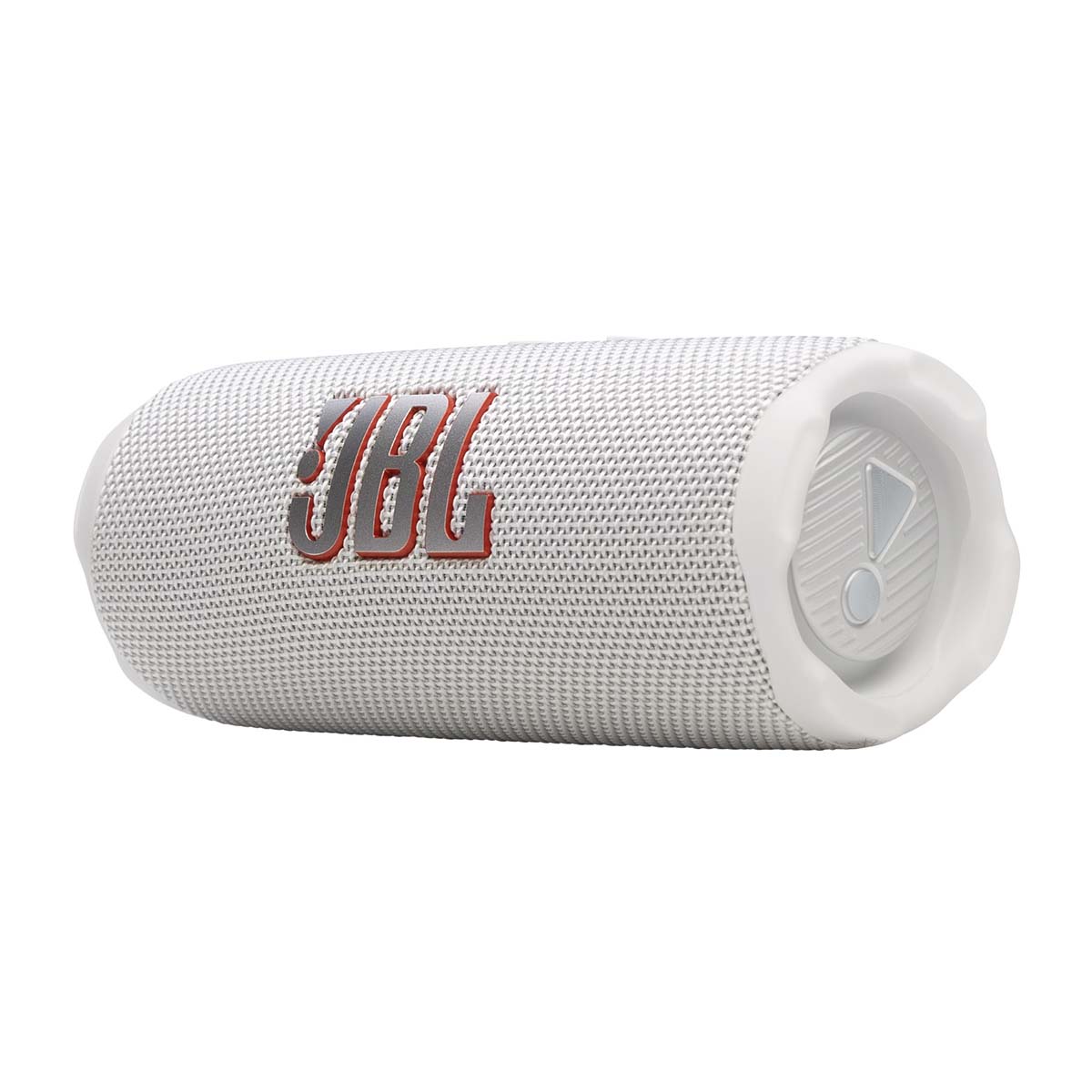 JBL Flip 7 Waterproof Bluetooth Speaker - White - horizontal front view angled left