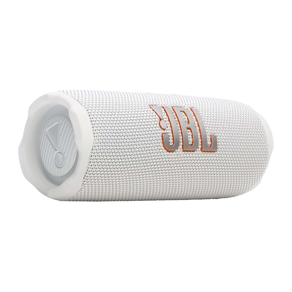 JBL Flip 7 Waterproof Bluetooth Speaker - White - horizontal front view angled right