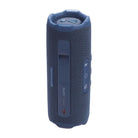 JBL Flip 7 Waterproof Bluetooth Speaker - Blue - vertical side and top view showing buttons