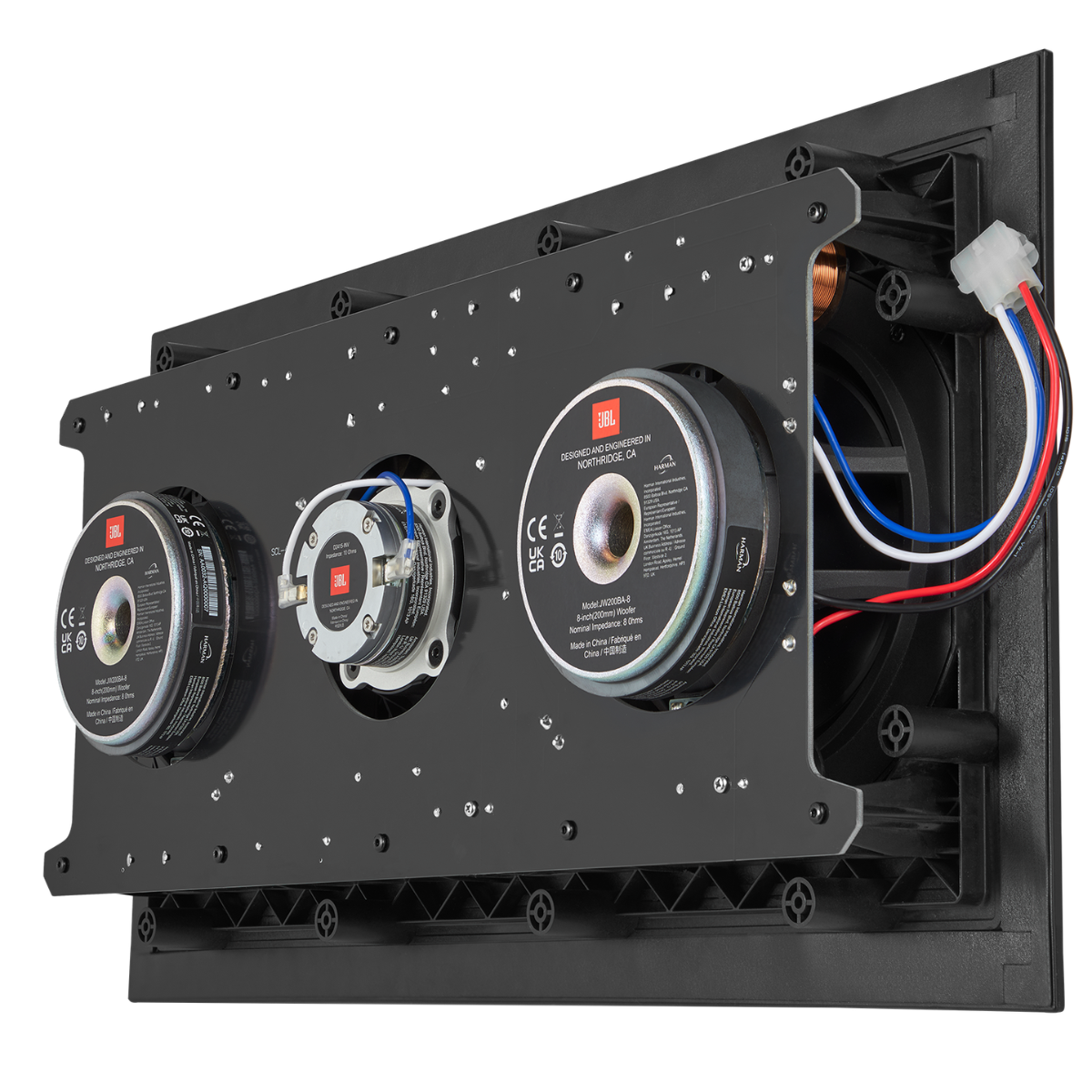 Back view of a JBL Synthesis SCL-4XL 2-Way Dual 8-Inch In-Wall Loudspeaker 