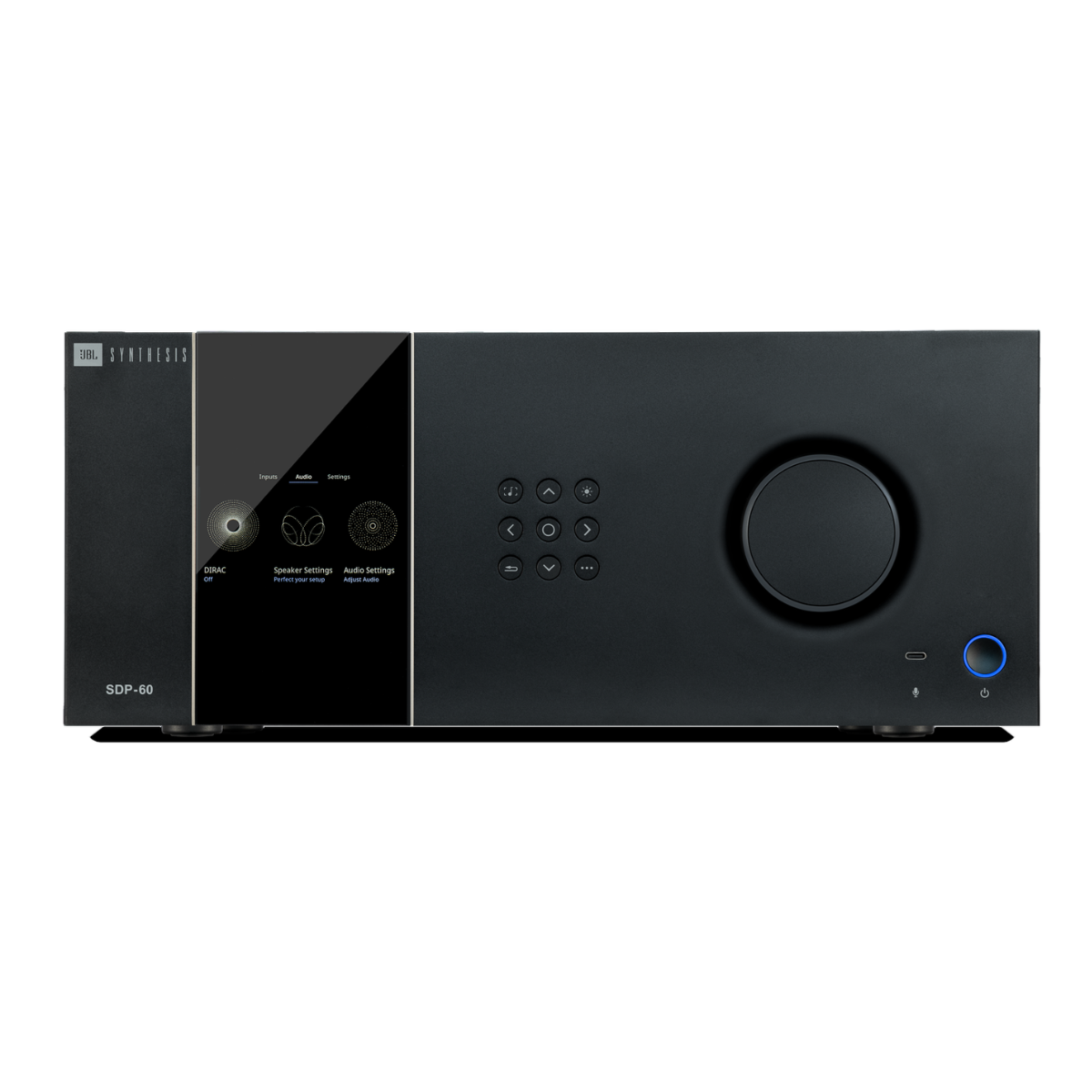 JBL Synthesis SDP-60 16-Channel Surround Sound Processor with control panel on a white background