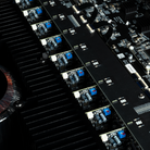 Close-up of computer hardware components on a motherboard