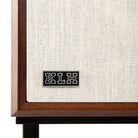 KLH Model Seven Loudspeakers - single walnut - zoomed corner view with grille