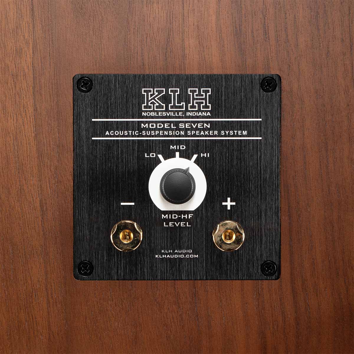 KLH Model Seven Loudspeakers - single walnut - zoomed view of rear components