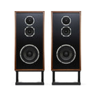 KLH Model Four Loudspeakers - walnut pair without grilles - front view