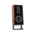 KLH Model Four Loudspeaker - single walnut without grille - angled front view