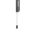 A modern minimalist linear pull chain light fixture in matte black, featuring a vertical rectangular canopy with a sliding pull tab and a long cord suspending a cylindrical bulb holder, shown against a solid white background.