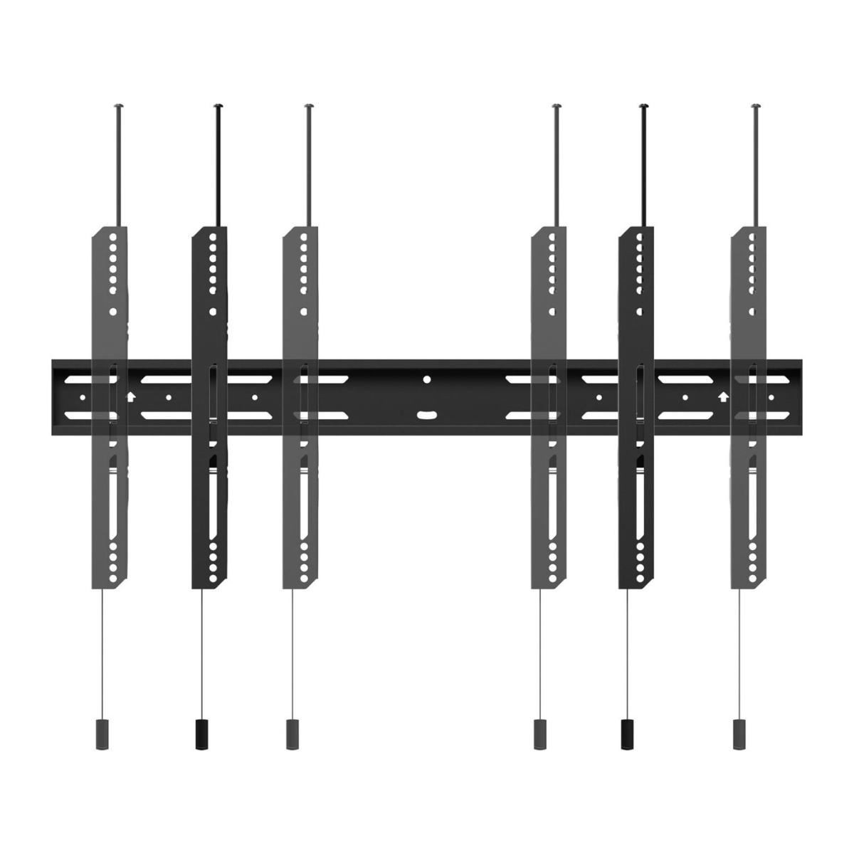 A black metal Kanto PF500 TV wall mount bracket with six mounting arms and adjustment screws, shown against a plain white background.