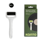Kanto Record & Stylus Gel Cleaning Kit featuring a white and black stylus roller tool alongside its green retail packaging box.