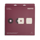 Kanto 12" Record Inner Sleeves retail packaging box in a deep burgundy color, featuring illustrations of black and cream vinyl record sleeves.