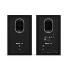 Pair of black Kanto TUK speakers on a white background
