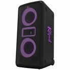 Klipsch Miami Music City Series Party Speaker - front low angle view facing left with purple lights