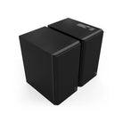 Klipsch The Fives II Dolby Atmos 5.25" Powered Speakers - Pair - Ebony front top and side view angled right with grille