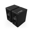 Klipsch The Fives II Dolby Atmos 5.25" Powered Speakers - Pair - Ebony front top and side view angled left without grille