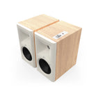 Klipsch The Fives II Dolby Atmos 5.25" Powered Speakers - Pair - Red oak front top and side view angled left without grille