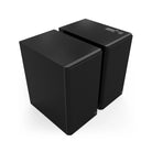 Klipsch The Nines II Dolby Atmos 8" Powered Speakers - Pair - Ebony front top and side view angled right with grilles