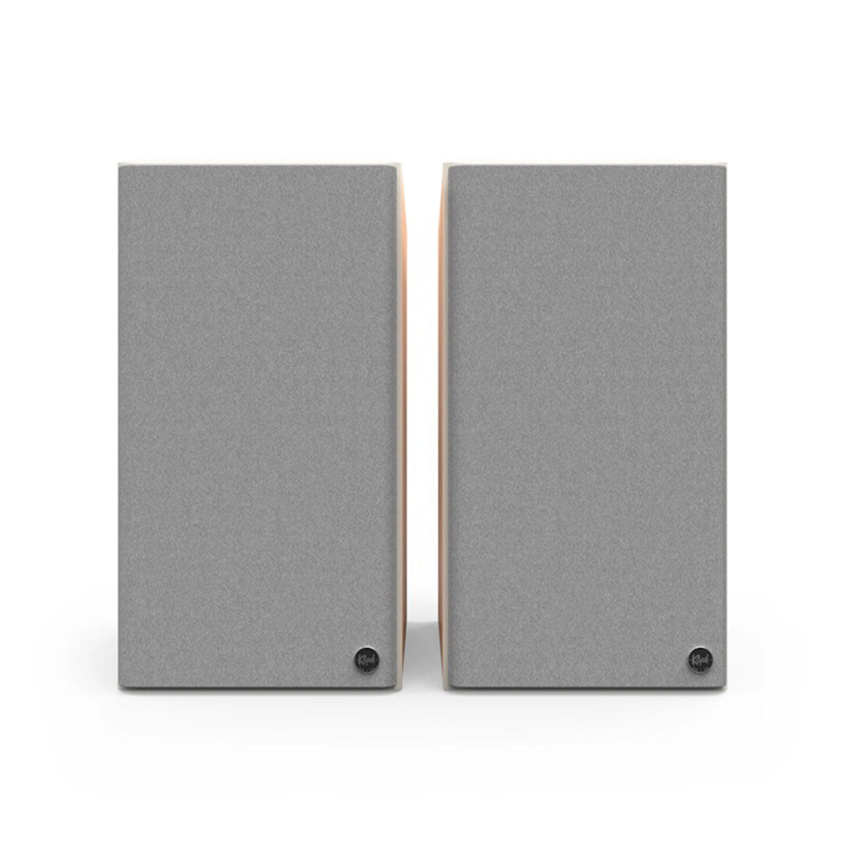 Klipsch The Nines II Dolby Atmos 8" Powered Speakers - Pair - Red Oak front view with grilles