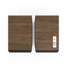 Klipsch The Nines II Dolby Atmos 8" Powered Speakers - Pair - Walnut top view with grilles facing bottom