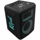 Klipsch Vegas Music City Series Party Speaker - three quarter high angle view facing right with teal lights