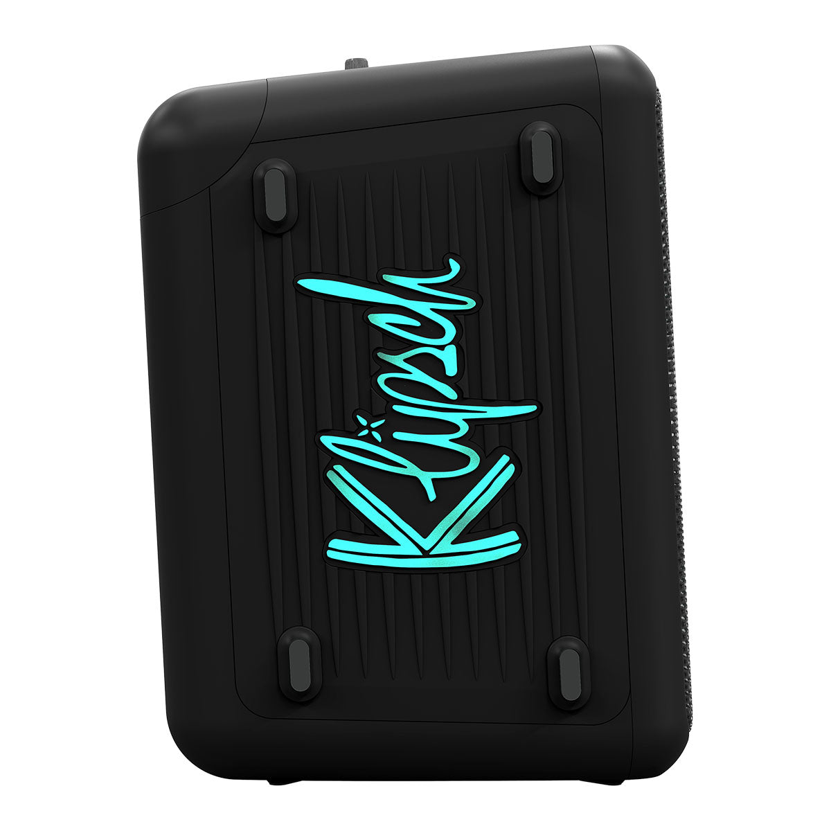Klipsch Vegas Music City Series Party Speaker - side view facing right with teal lights
