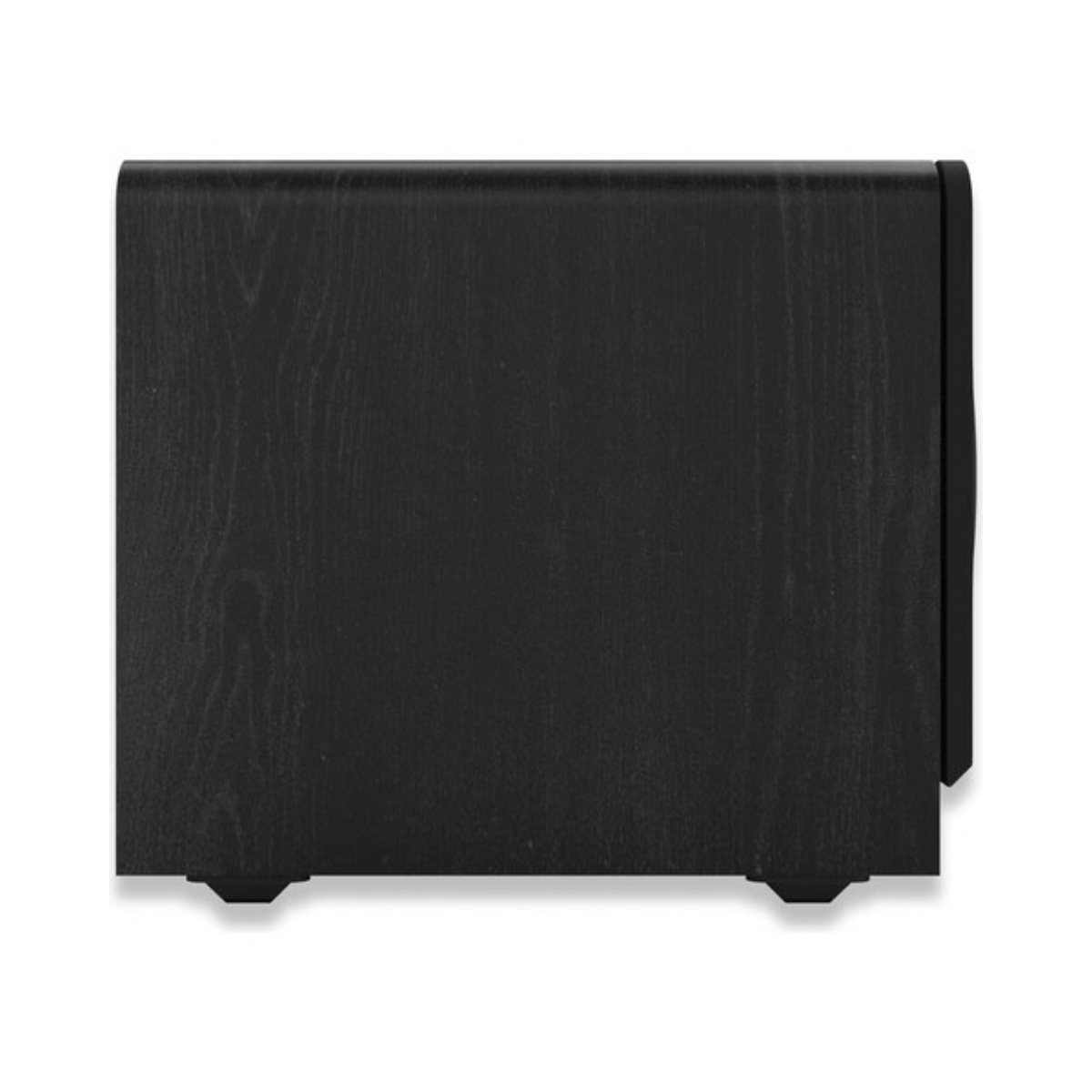 A black wood-grain Klipsch RP-1400CSW Reference Premiere Compact Subwoofer enclosure shown from a top-down perspective on a clean white background.
