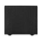 A black Klipsch RP-1400CSW Reference Premiere Compact Subwoofer with a modern curved top edge and small feet at the bottom, shown against a plain white background.