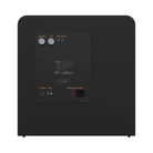 The rear panel of an ebony Klipsch RP-1400CSW Reference Premiere Compact Subwoofer, showing the control inputs, power connection, and technical specifications against a white background.