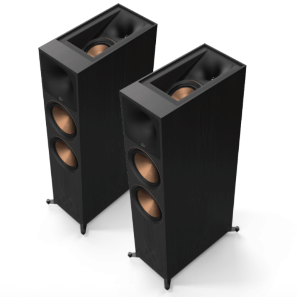 Klipsch Reference Premier III RP-8263FA Dolby Atmos Floorstanding Loudspeaker - pair of ebony speakers top and front view angled left