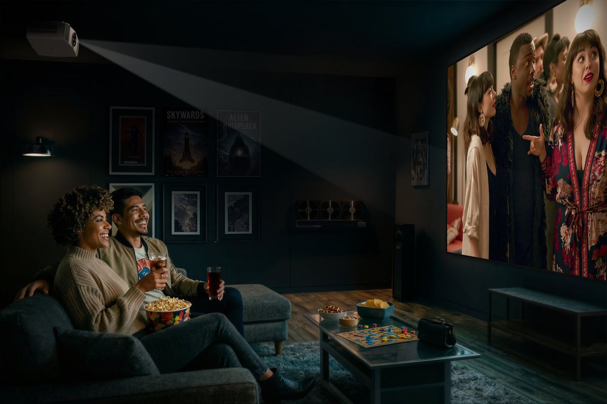 Living room with home theater projector