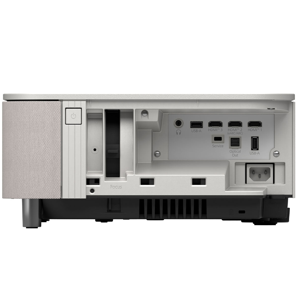 Epson Lifestudio Grand Plus Ultra Short Throw Projector white side view of inputs
