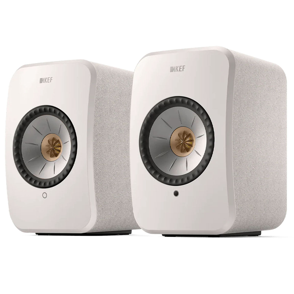 KEF LSX II Wireless HiFi Speakers cotton white front view of pair