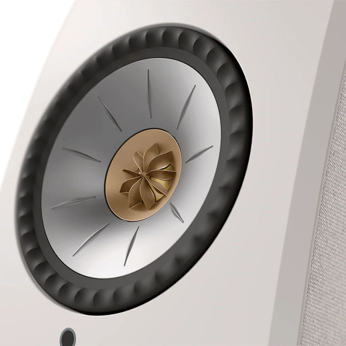 KEF LSX II Wireless HiFi Speakers cotton white close-up of UniQ driver