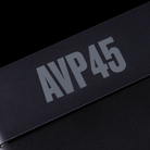 Close-up of a black rectangular product with large gray 'AVP45' lettering on a black background.