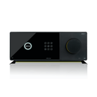 A sleek black Arcam Radia AVP45 16-Channel Surround Sound Processor with a glossy touch display, a large rotary volume control, and a subtle reflection below, set against a plain white background.