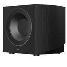 Revel Performa4 B140 10-Inch Powered Subwoofer - Black - front and side view without grille angled left