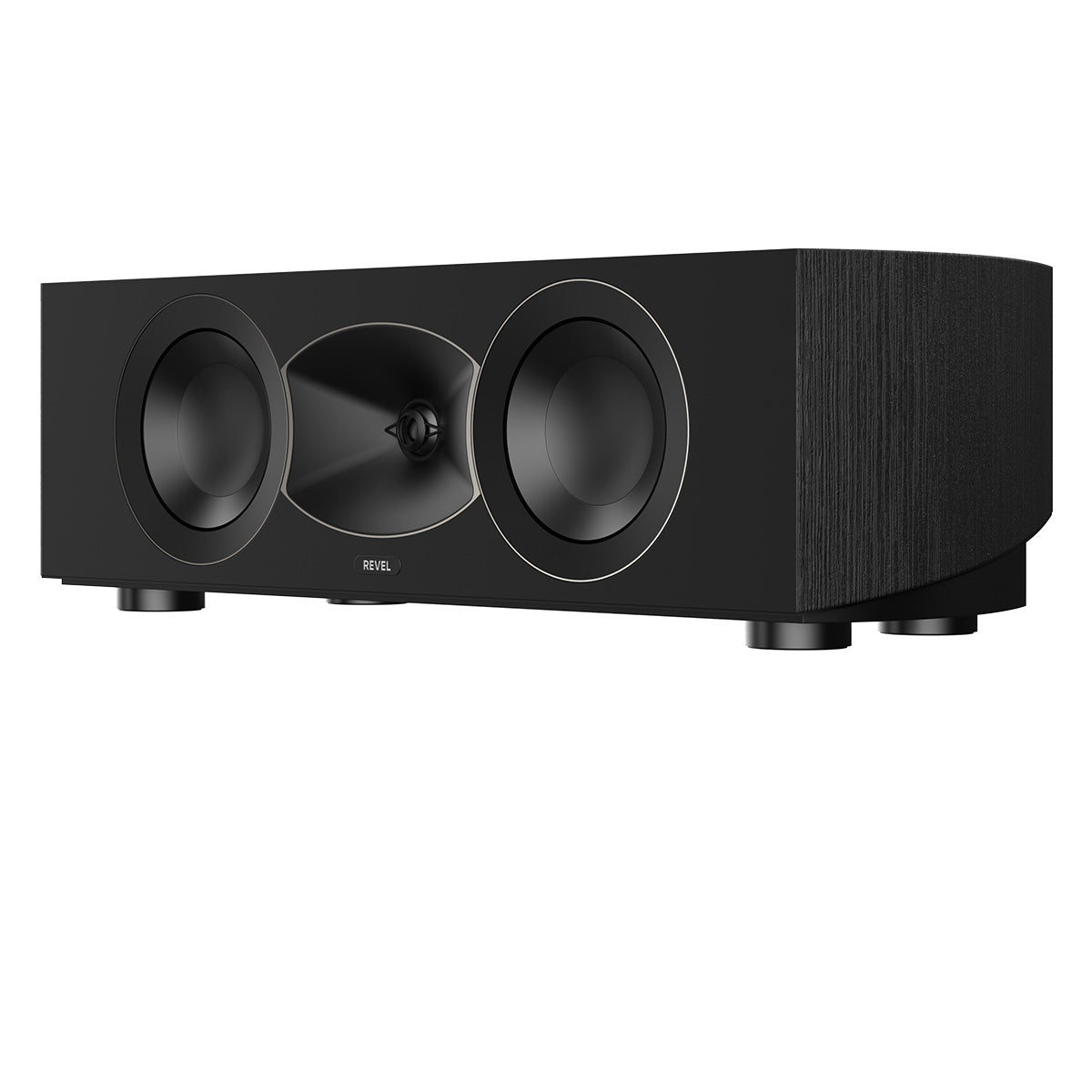 Revel Performa4 C245 Center Channel Loudspeaker - Black - front and side view without grille angled left