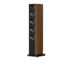 Revel Performa4 F345 Floorstanding Loudspeaker - Walnut - single speaker front and side view without grille angled left