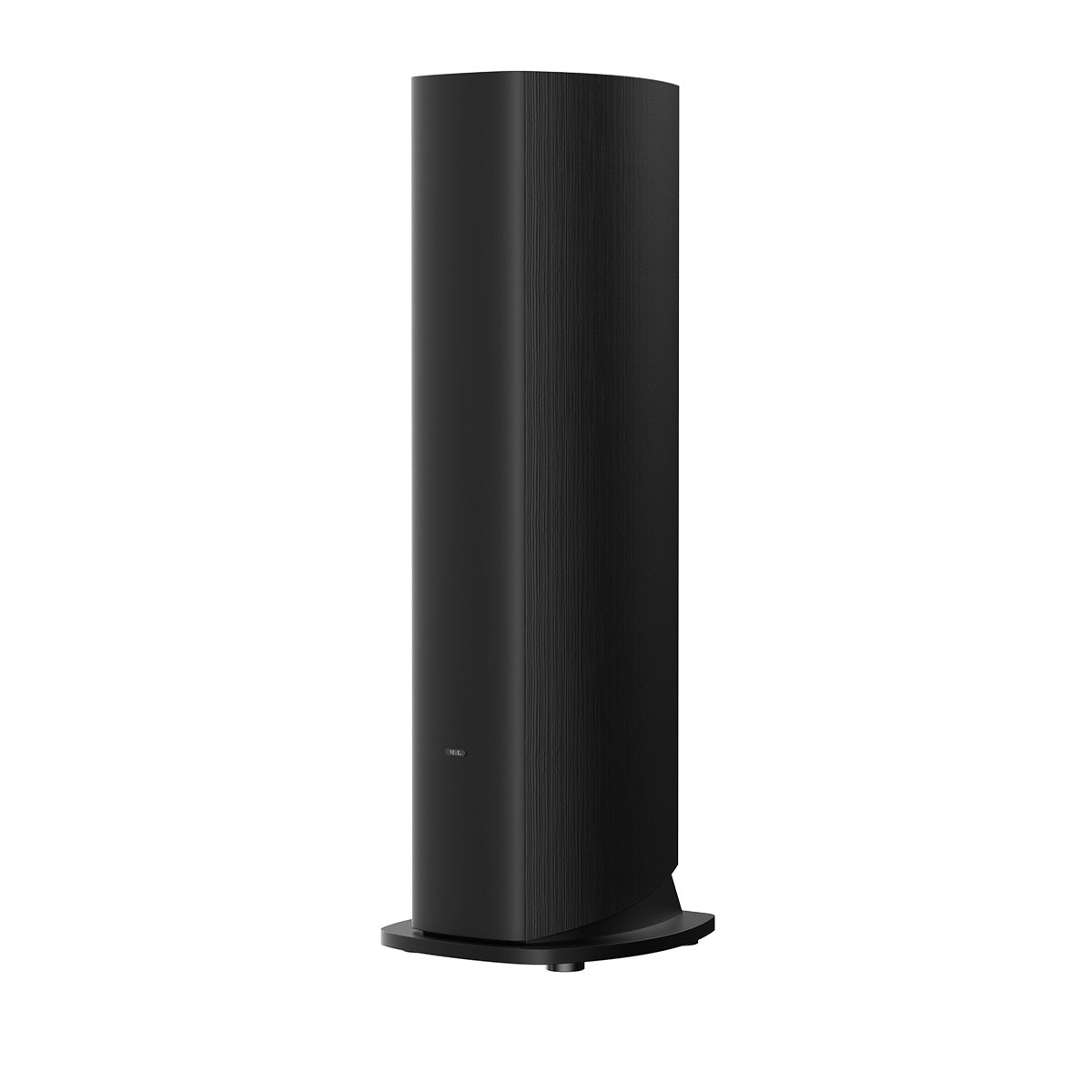 Revel Performa4 F346 Floorstanding Loudspeaker - Black - single speaker front and side view with grille angled left