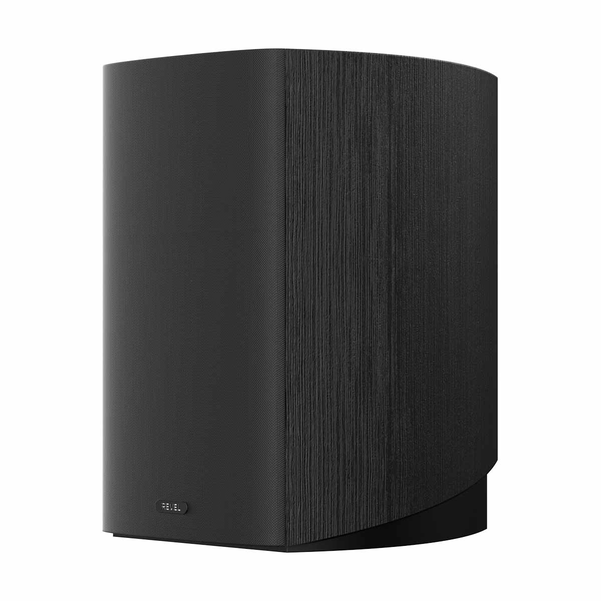 Revel Performa4 M146 Bookshelf Loudspeaker - Black - single speaker front and side view with grille angled left
