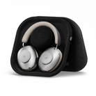 Leowe Leo Silver headphones in a black carrying case on a white background