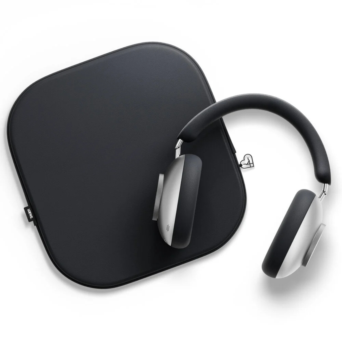 Black Leowe Leo headphones with a black carrying case on a white background