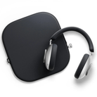 Black Leowe Leo headphones with a black carrying case on a white background
