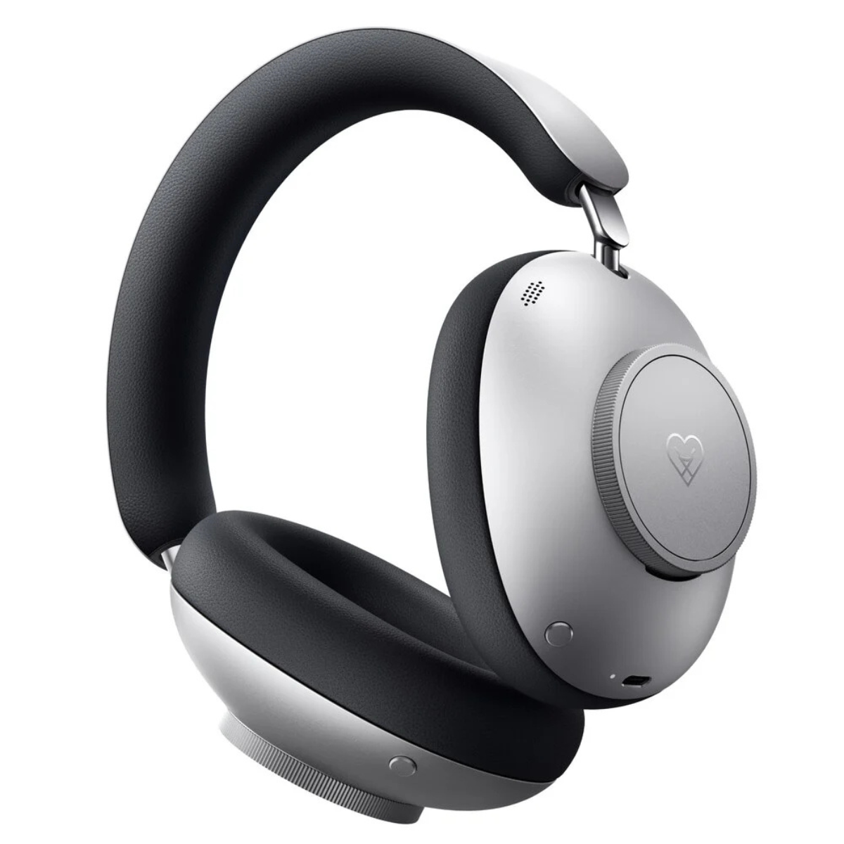 Black and silver Leowe Leo headphones on a white background