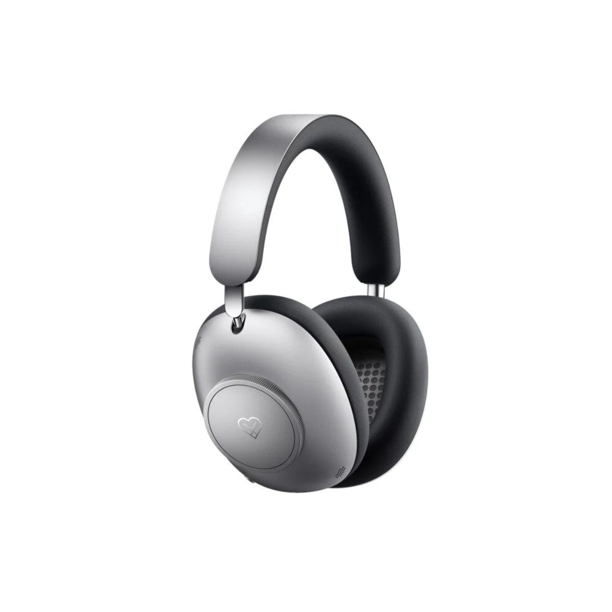 Leowe Leo Silver and black over-ear wireless headphones shown from a three-quarters angle on a plain white background.