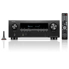 Denon AVR-S980H AV Receiver front view with remote to right and dongle to left